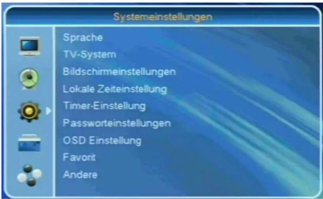 Boca HD Senator - Systemeinstellungen (Symbol: Zahnrad) - 1