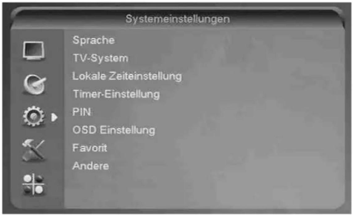 Boca HD 190 - Systemeinstellungen (Symbol: Zahnrad) - 1