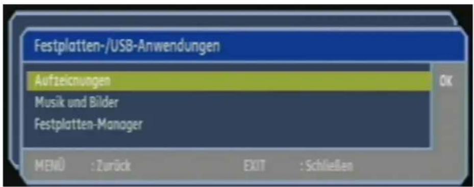 Comag PVR 2/100CI HD - Festplatten-/USB-Anwendungen - 1