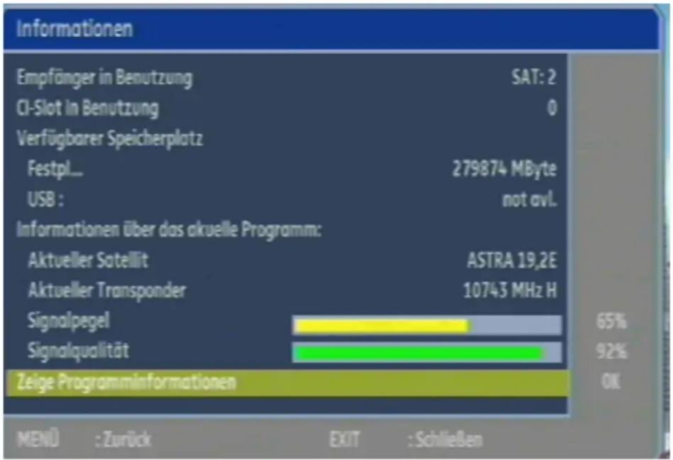 Comag PVR 2/100CI HD - Anzeigen der Streaminformationen - 1
