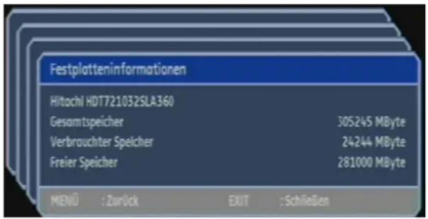 Comag PVR 2/100CI HD - Festplatten-Informationen - 1