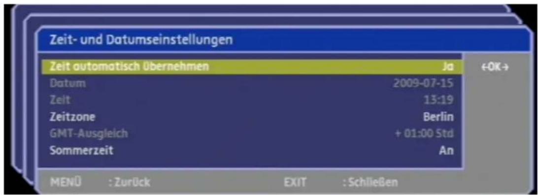 Comag PVR 2/100CI HD - Uhrzeit-Einstellungen - 2