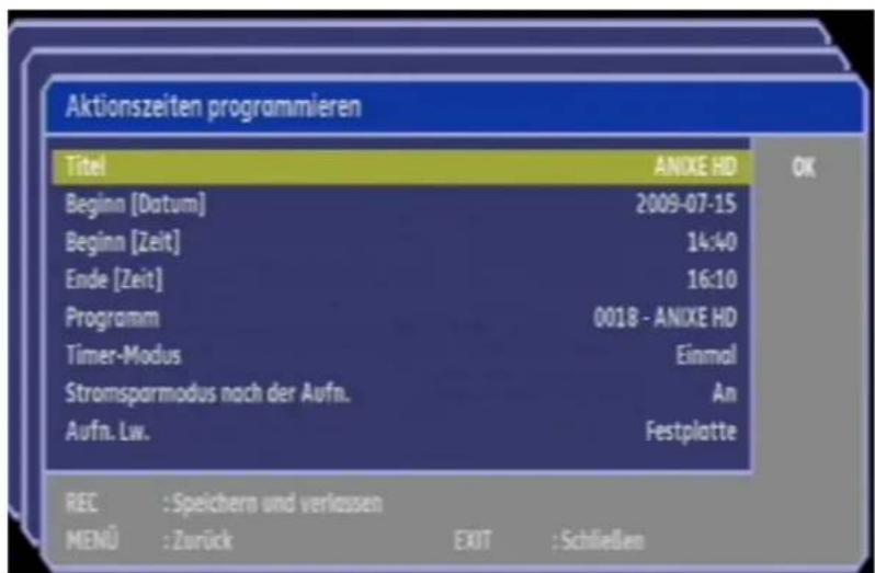 Comag PVR 2/100CI HD - Timer-Programmierung - 3