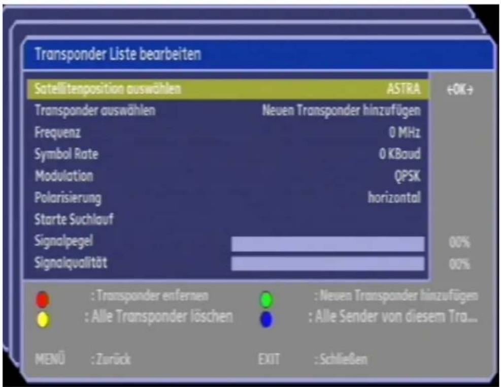 Comag PVR 2/100CI HD - Transponder hinzufügen - 1