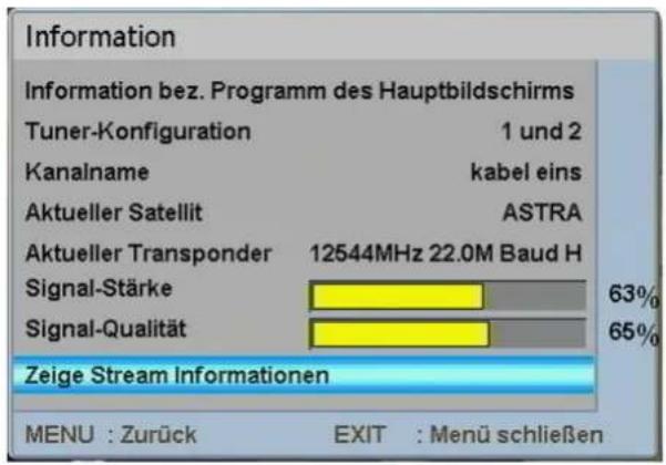 Comag PVR 2/100CI - Anzeigen der Streaminformationen - 1