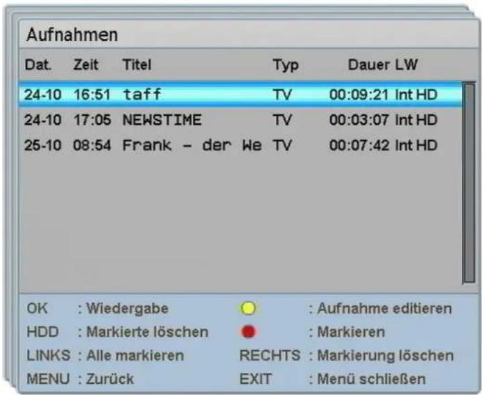 Comag PVR 2/100CI - Aufnahmen - 1