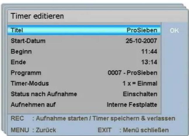 Comag PVR 2/100CI - Timer-Programmierung - 2