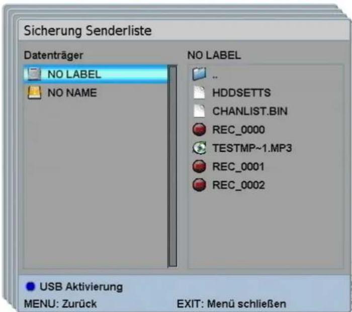 Comag PVR 2/100CI - Senderliste speichern auf HDD/USB - 1