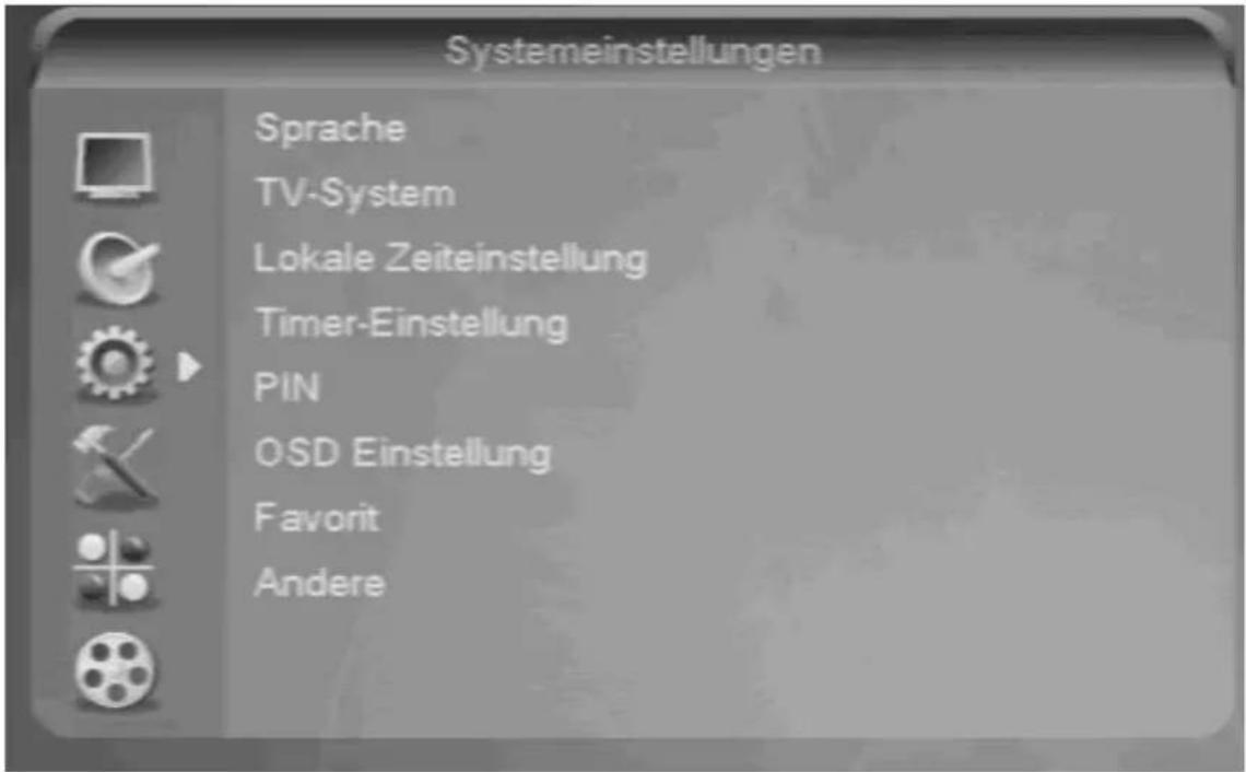 Comag PVRready 2CI - Systemeinstellungen (Symbol: Zahnrad) - 1