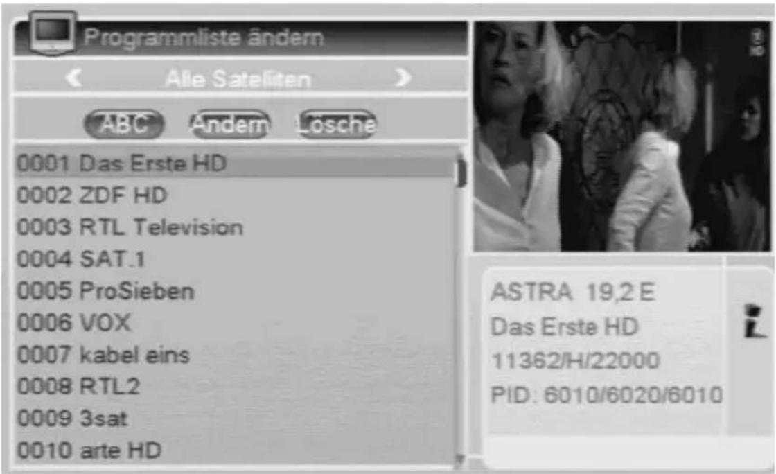 Comag HD50 - • TV-Programmliste - 2
