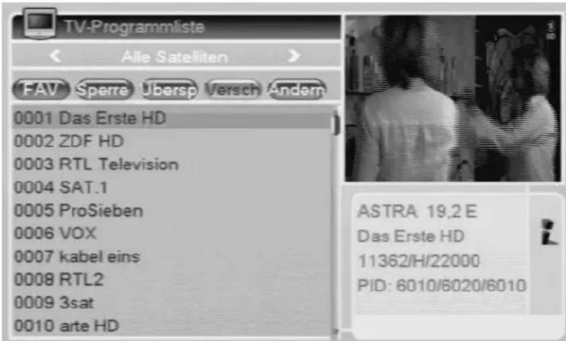 Comag HD50 - • TV-Programmliste - 1