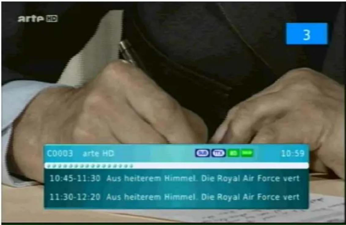 Comag HD25 HDMI - Bildschirm-Einblendungen bei einem Programm-Wechsel - 1