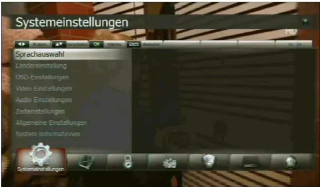 Comag DKR 900 HD CI - Systemeinstellungen (Symbol: Zahnrad) - 1