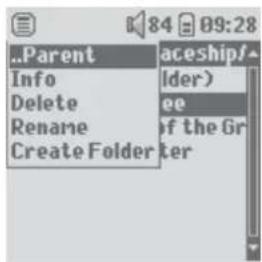 Parent Info Delete Rename Create Folder aceship/ lder) gee of the Gr iter