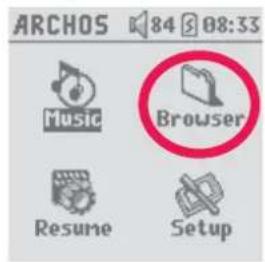 ARCHOS 84 08:33 Music Browser Resume Setup