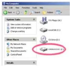 Screenshot of MyComputer interface showing system task options and a highlighted drive folder with 'C:\MyNetwork\2002\8.1.1'