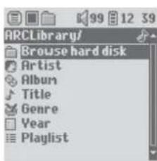 ARCLibrary/ Browse hard disk Artist Album Title Genre Year Playlist