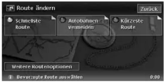 Route ändern Schneßte Route Autobahmen Vermeiden Kürzeste Route Zurück Weitere Routenoptionen Beverzugte Route auswählen 0:00