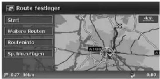 Route festlegen Start Weitere Routen Routeninfo Sp. blinzufügen A100 4km 0:27 16km 0:00