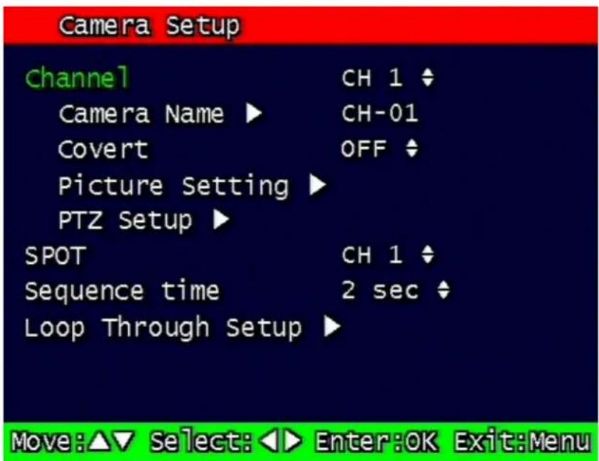 Monacor DMR-408 - Camera Setup menu - 1