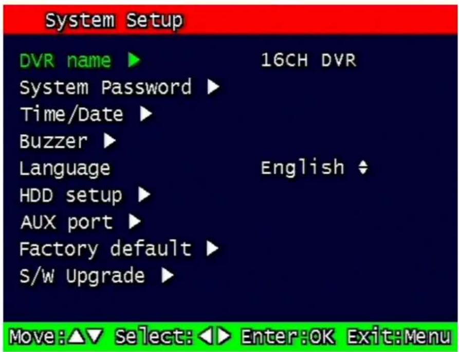 Monacor DMR-408 - System Setup screen - 1