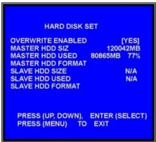 Monacor DMR-140 - Festplatteneinstellung (Hard Disk Set) - 1