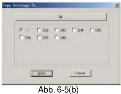Copy Settings To... Ab □ CH1 □ O-2 □ CH3 □ OH □ CH5 □ CH6 □ O-7 □ CH8 Apply Cancel Abb. 6-5(b)