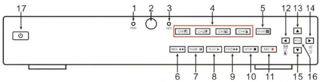 Monacor DMR-2840SET - 2.1.1、4CH CIF/D1 DVR Front Panel - 1