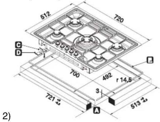 SMEG SCNL75 - Befestigung an der Auflagefläche des Modells mit herkömmlichem Einbau (Abb. 1) - 5