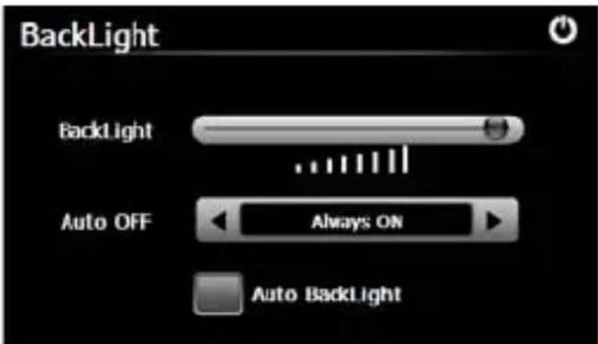 BackLight BackLight Auto OFF Always ON Auto BackLight