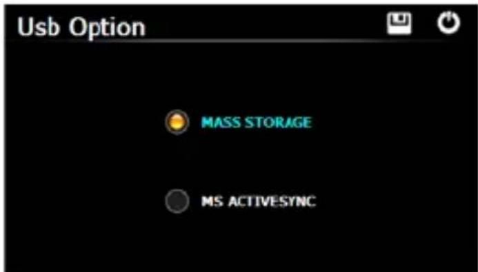 USB Option MASS STORAGE MS ACTIVESYNC