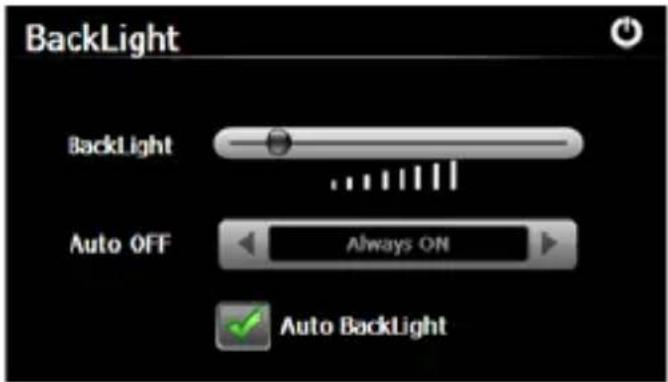 BackLight Backlight Auto OFF Always ON Auto BackLight