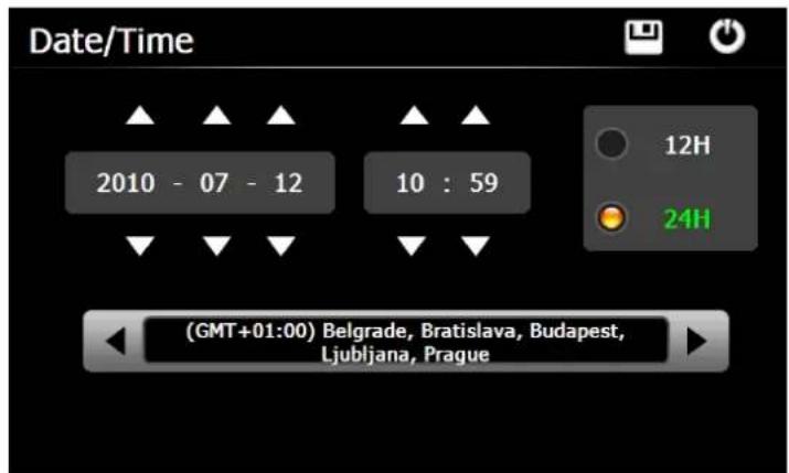 Date/Time 2010 - 07 - 12 10 : 59 12H 24H (GMT+01:00) Belgrade, Bratislava, Budapest, Ljubljana, Prague