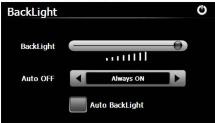 BackLight BackLight Auto OFF Always ON Auto BackLight