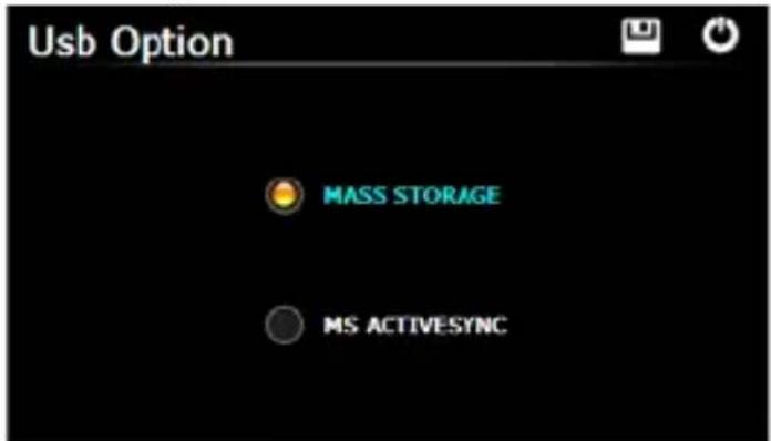 USB Option MASS STORAGE MS ACTIVESYNC