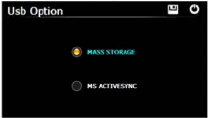 USB Option MASS STORAGE MS ACTIVESYNC