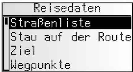 Reisedaten Straβenliste Stau auf der Route Ziel Wegpunkte