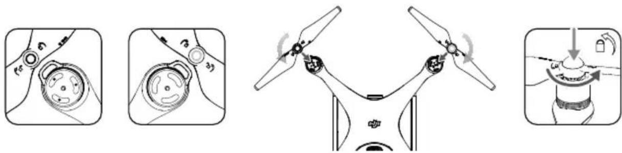 DJI Phantom 4 4K - Anbringen der Propeller: - 1