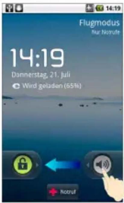Flugmodus Nur Norufe 14:19 Donnerstag, 21. Juli Wird geladen (65%) Notruf