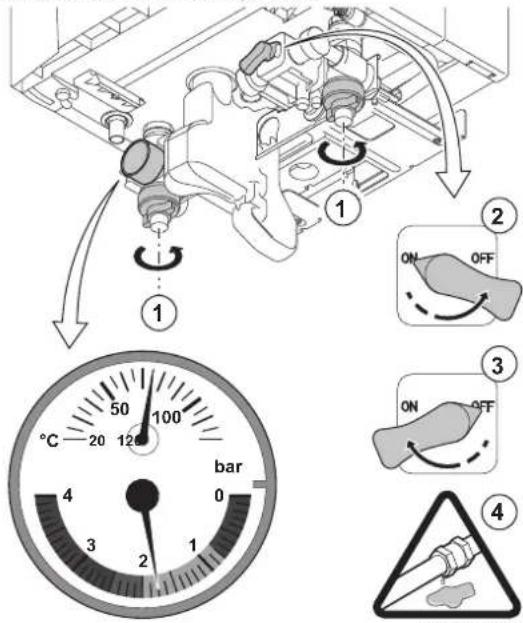 Remeha Tzerra M 15 DS - Befüllen der Anlage mit einer Füllvorrichtung (wenn vorhanden) - 1