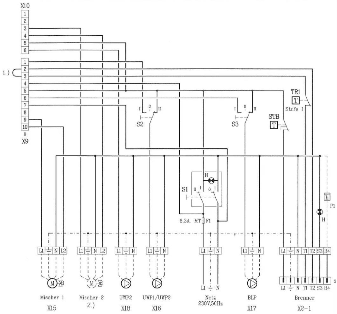 Remeha OG10 - Stromlaufplan Kesselschaltfeld - 1