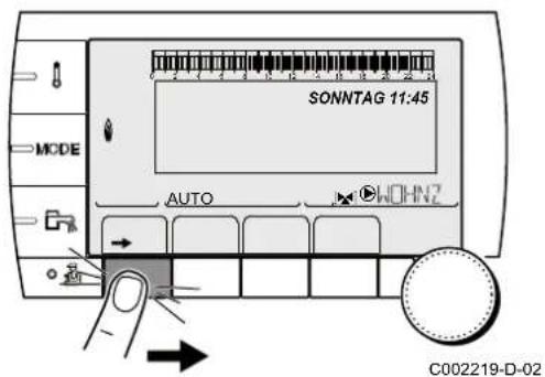 Remeha Calora Tower Gas 25Si - Einstellung des Kontrasts und der Beleuchtung des Displays - 1