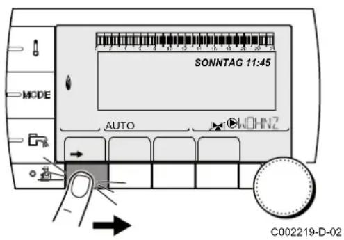 Remeha Calenta 25DS - Einstellung des Kontrasts und der Beleuchtung des Displays - 1