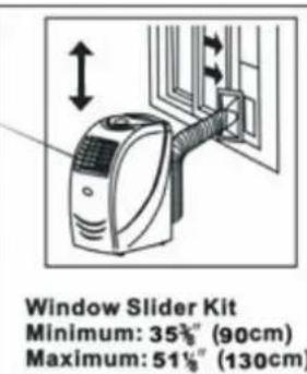 Window Slider Kit Minimum: 35½" (90cm) Maximum: 51½" (130cm)