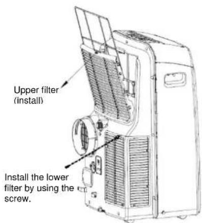 Upper filter (install) Install the lower filter by using the screw.
