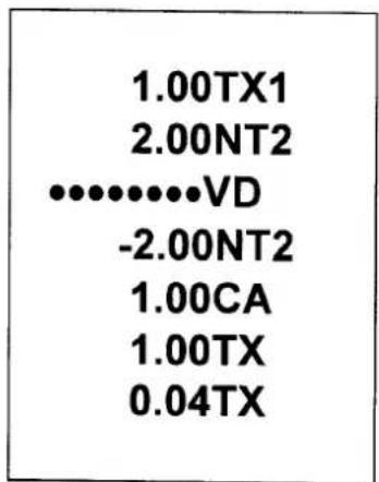 1.00TX1 2.00NT2 .......... VD -2.00NT2 1.00CA 1.00TX 0.04TX