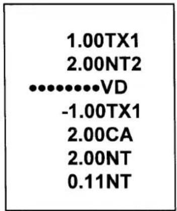 1.00TX1 2.00NT2 .......... VD -1.00TX1 2.00CA 2.00NT 0.11NT