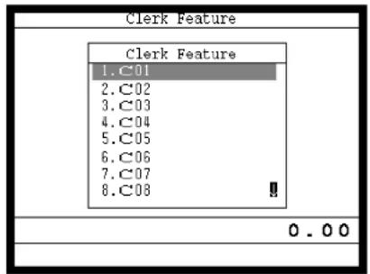 Clerk Feature Clerk Feature 1.C01 2.C02 3.C03 4.C04 5.C05 6.C06 7.C07 8.C08 0.00