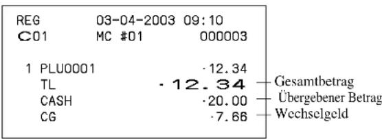 REG 03-04-2003 09:10 C01 MC #01 000003 1 PLU0001 ·12.34 — Gesamtbetrag TL ·12.34 — Übergebener Betrag CASH ·20.00 — Wechselgeld CG ·7.66