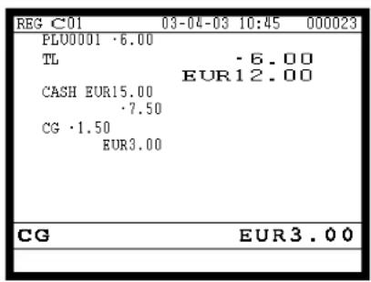REG C01 03-04-03 10:45 000023 PL00001 ·6.00 TL -6.00 EUR12.00 CASH EUR15.00 ·7.50 CG ·1.50 EUR3.00 CG EUR3.00